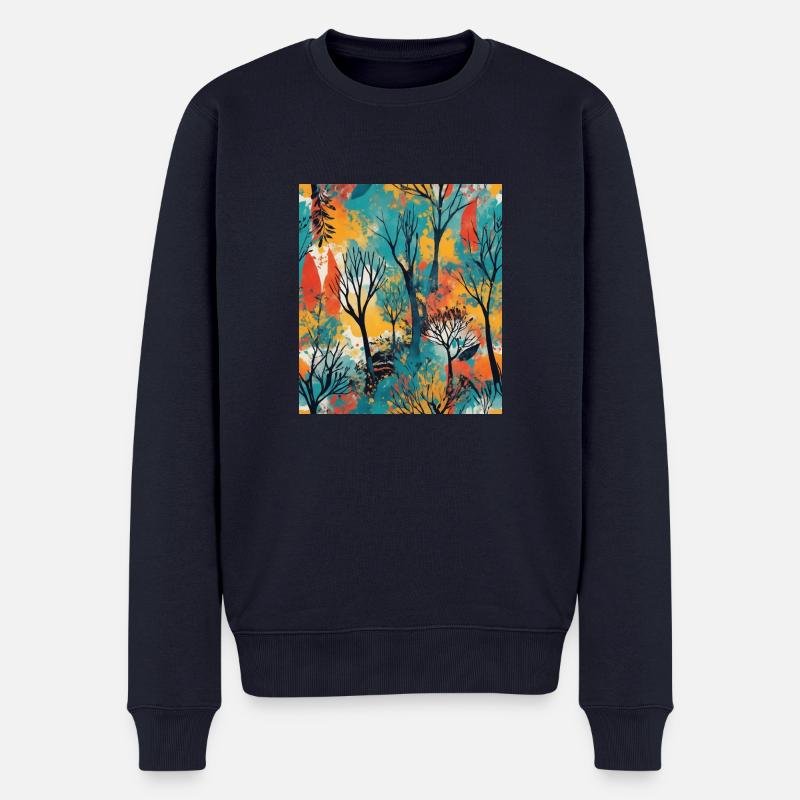 Abstrakter Wald - Männer Premium Bio Pullover - Navy