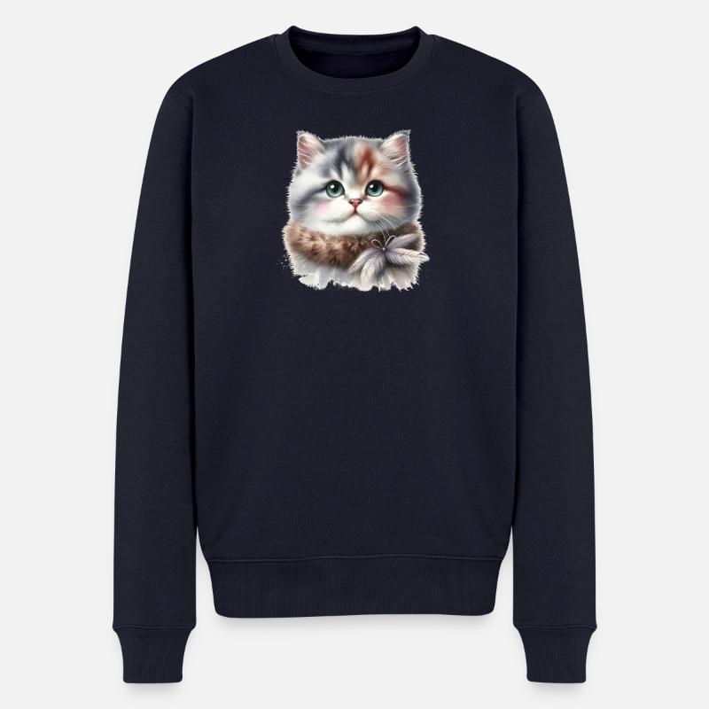 Süße Katze - Männer Premium Bio Pullover - Navy