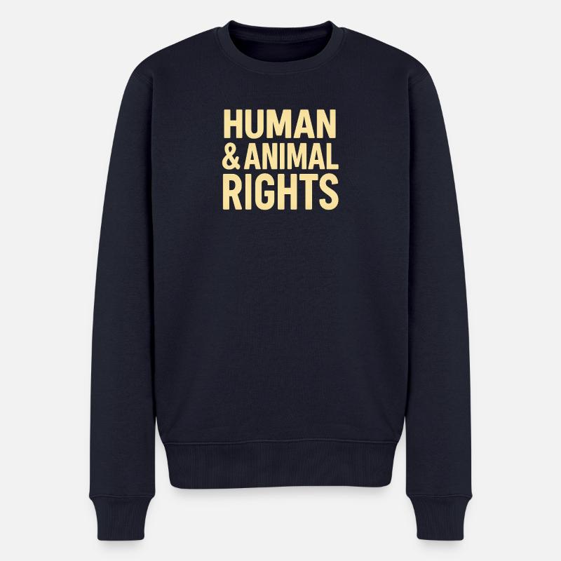 Human & Animal Rights – Bold Statement Design - Männer Premium Bio Pullover - Navy