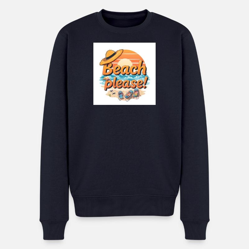 Strand Bitte Motiv - Männer Premium Bio Pullover - Navy