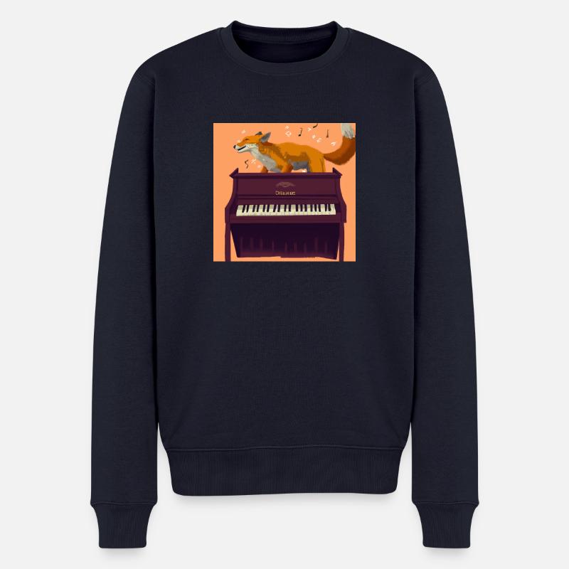 Fuchs auf Klavier - Männer Premium Bio Pullover - Navy