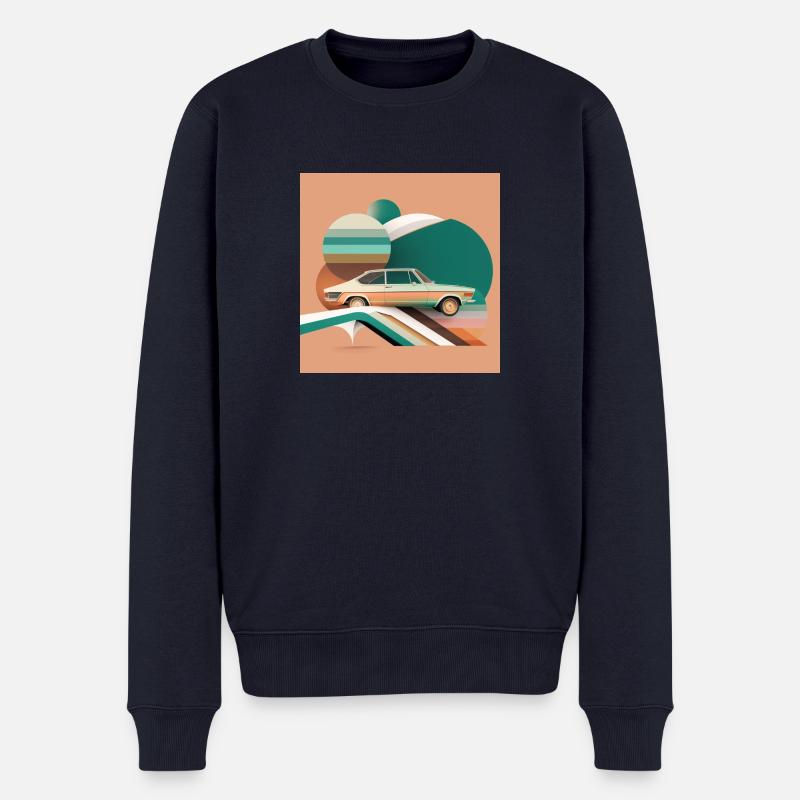Illustration Auto 70er Jahre Farbkunst - Männer Premium Bio Pullover - Navy