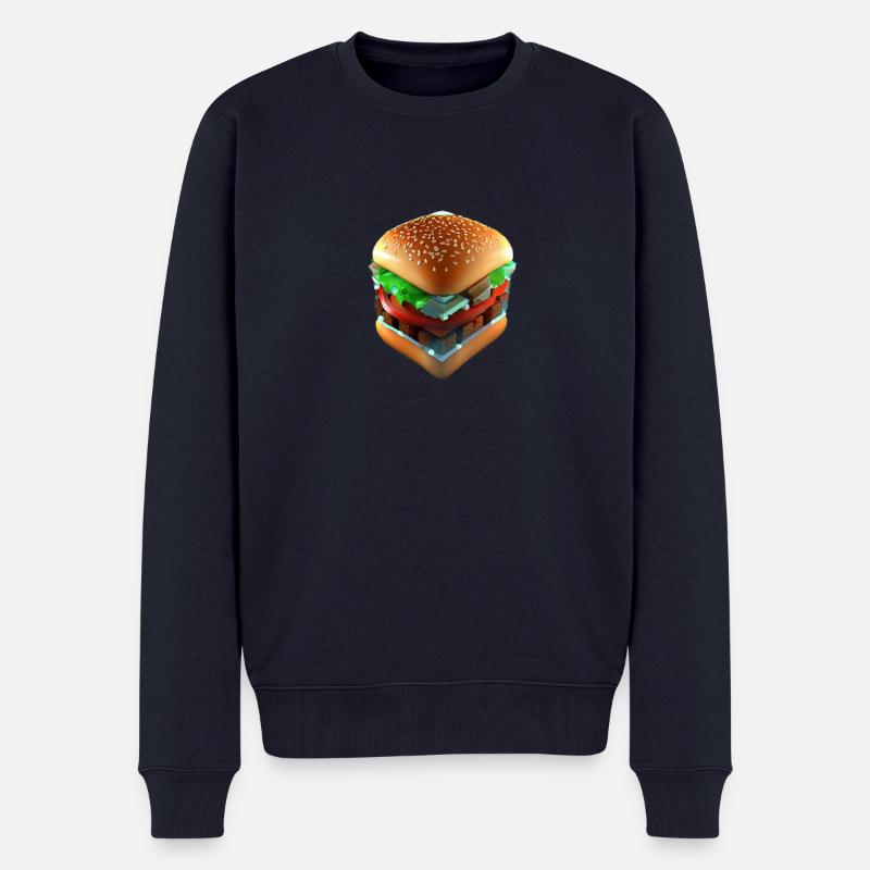Hamburger Lover 3D Cube - Männer Premium Bio Pullover - Navy