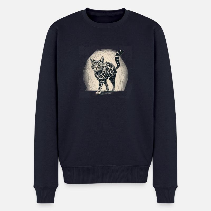 Geo_Katze_3 - Männer Premium Bio Pullover - Navy