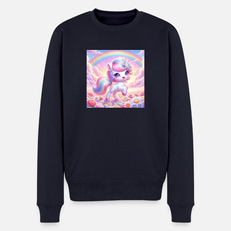 Cartoon Einhorn 2 - Männer Premium Bio Pullover - Navy
