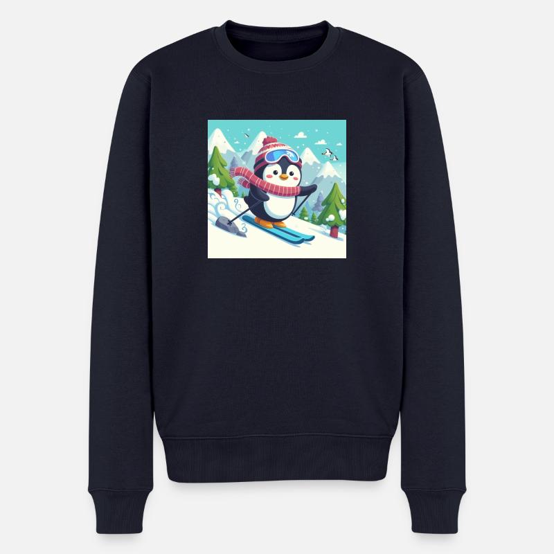 Ski-Pinguin - Männer Premium Bio Pullover - Navy