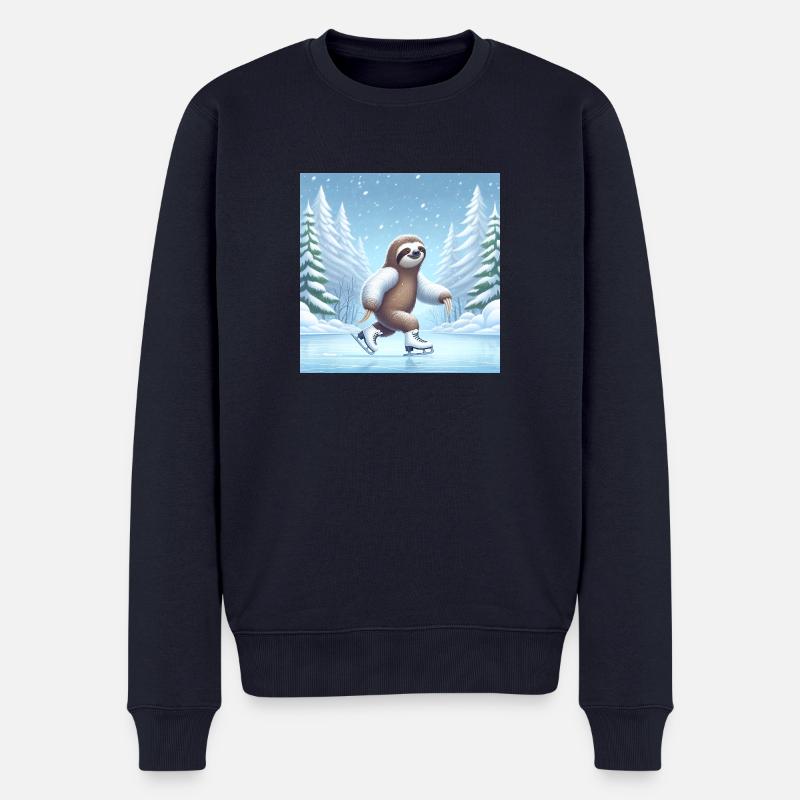 Sloth Wanderer Eislaufen - Männer Premium Bio Pullover - Navy