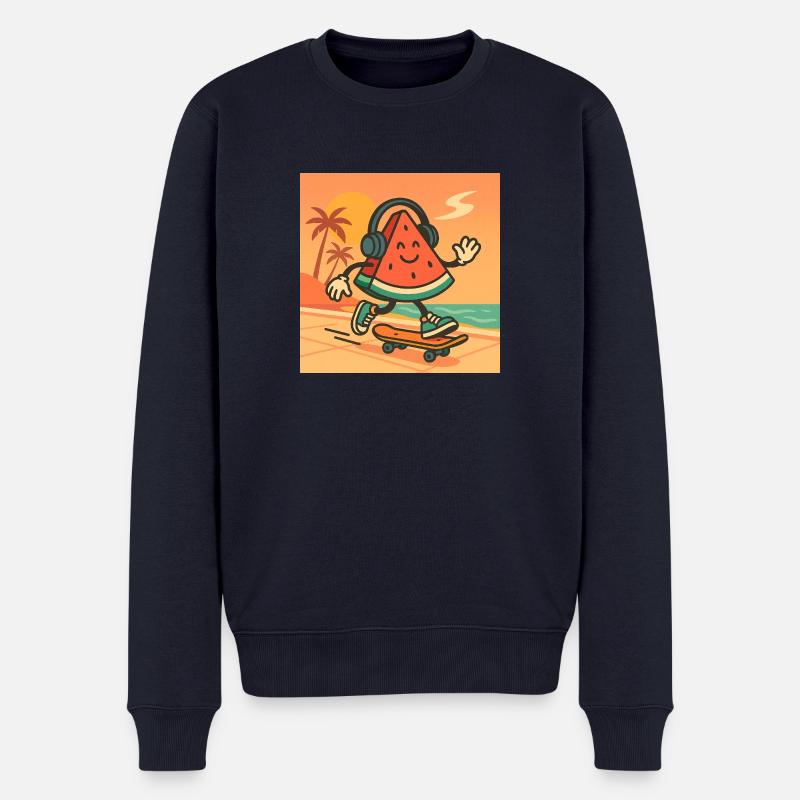 Skater Wassermelone – Summer Chill Vibes - Männer Premium Bio Pullover - Navy