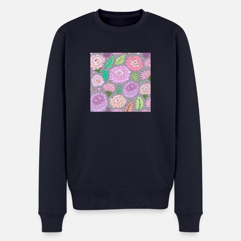 Blumenmuster Blumen - Männer Premium Bio Pullover - Navy