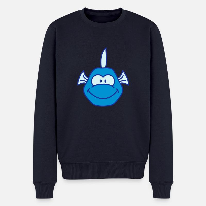 Funny Comic Fish - Männer Premium Bio Pullover - Navy