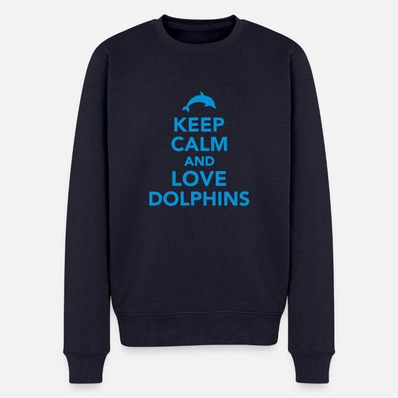 Keep calm and love dolphins - Pull Premium bio Homme - bleu marine