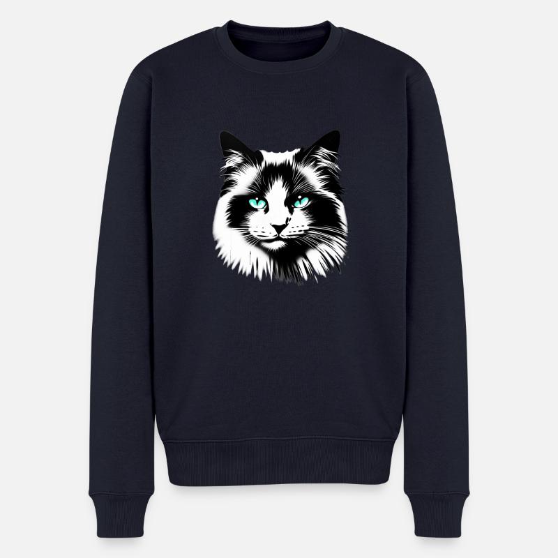 Visage de chat sympathique - Pull Premium bio Homme - bleu marine