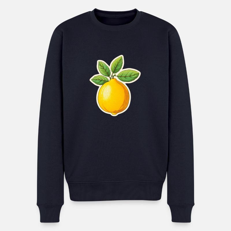 Zitrone mit 4 Blättern - Männer Premium Bio Pullover - Navy