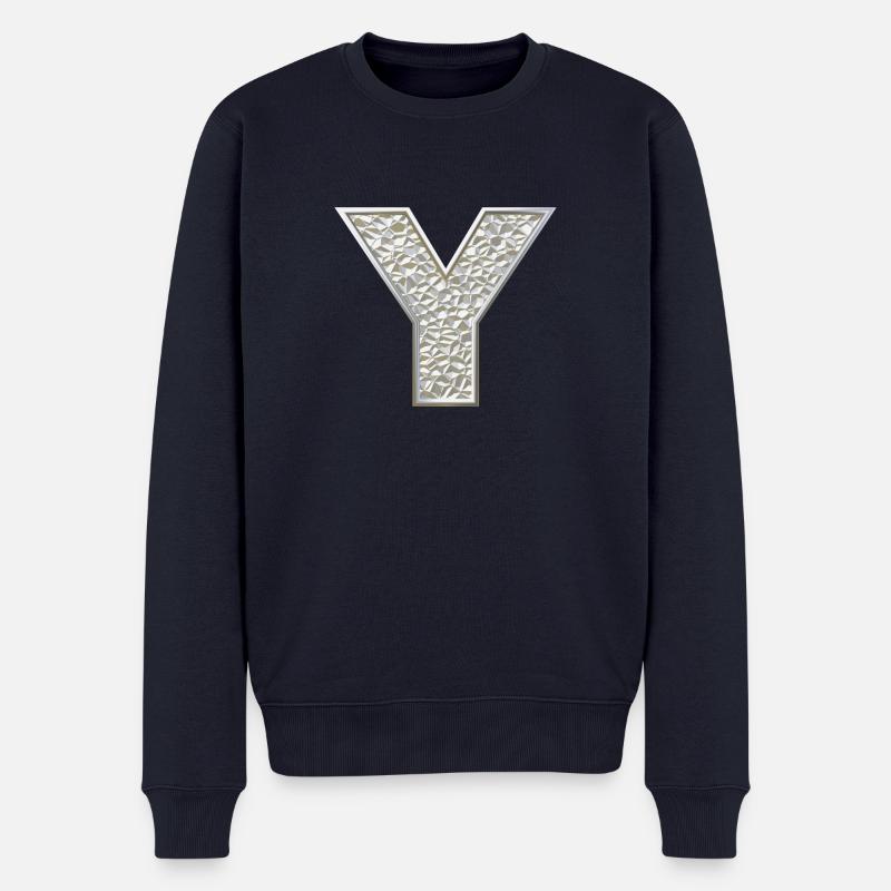 Y, letter, initial, monogram, - Männer Premium Bio Pullover - Navy