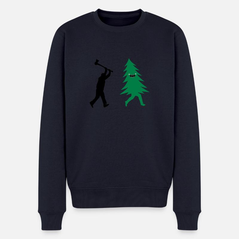 Lustiger Weihnachtsbaum vom Holzfäller Gejagt com - Männer Premium Bio Pullover - Navy