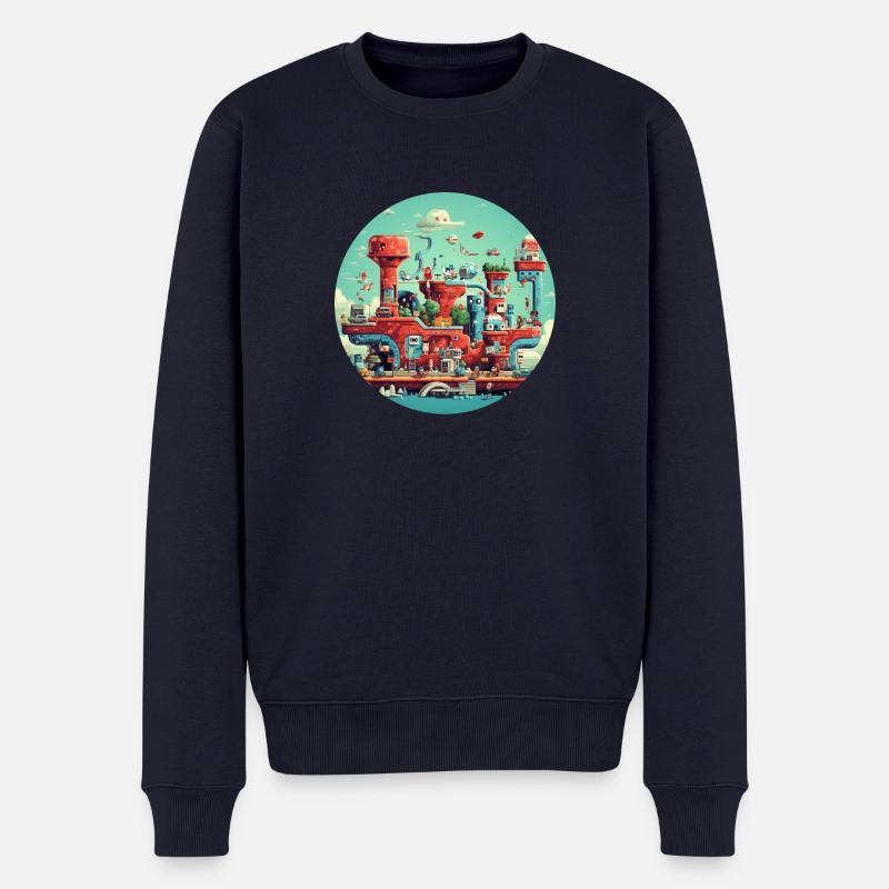 Nostalgisches Retro Videospiel - Männer Premium Bio Pullover - Navy