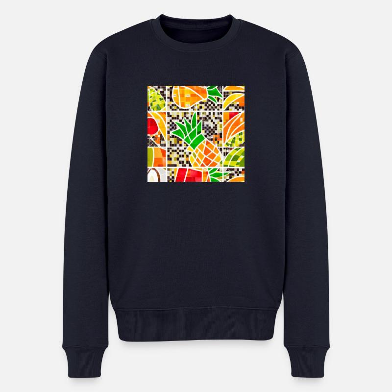 Tropische Früchte Mosaik - Männer Premium Bio Pullover - Navy