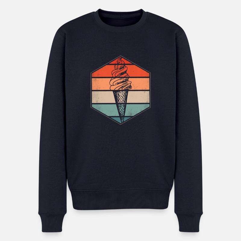 RETRO T-Shirt für Eisliebhaber... - Männer Premium Bio Pullover - Navy