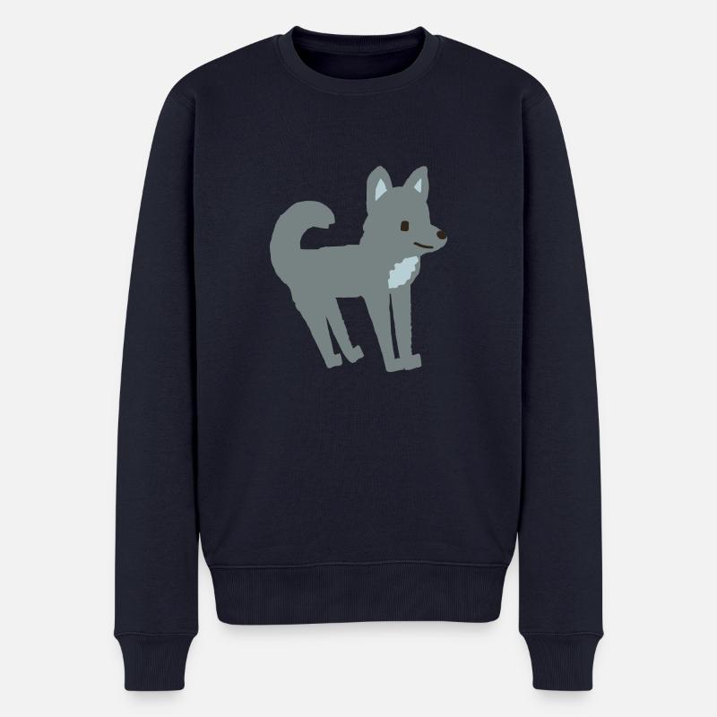 Wolf Kinderbuch - Männer Premium Bio Pullover - Navy