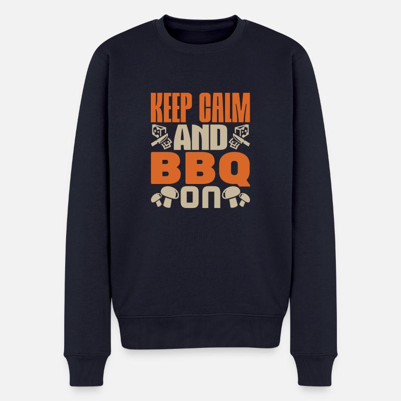 RUHIG BLEIBEN UND GRILLEN - Männer Premium Bio Pullover - Navy