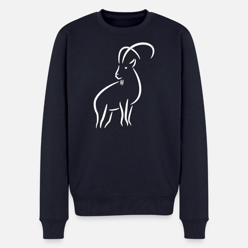 Steinbock Strichzeichnung - Männer Premium Bio Pullover - Navy