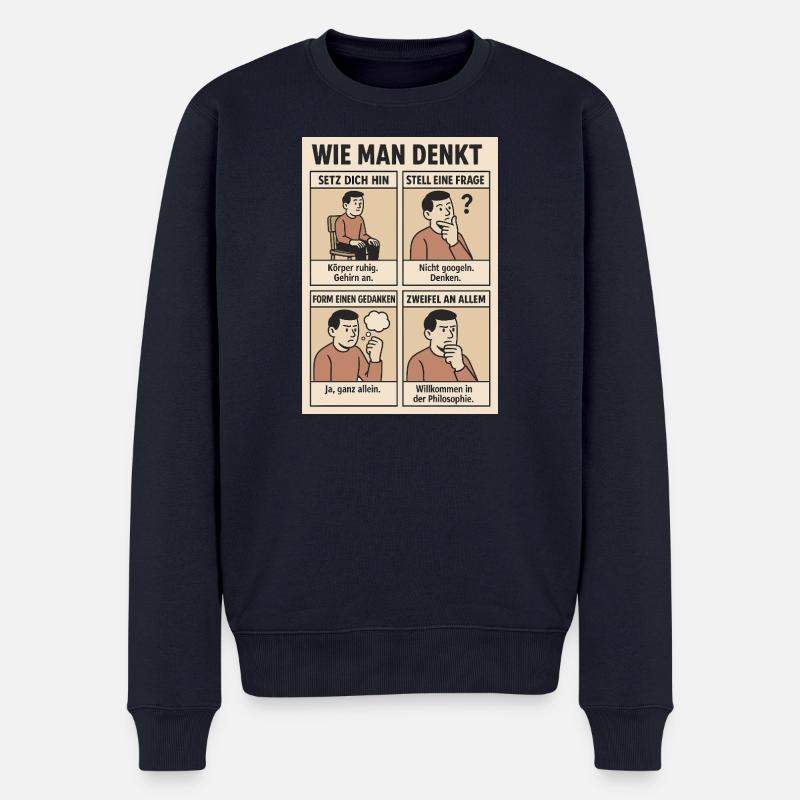 Wie man denkt - Männer Premium Bio Pullover - Navy