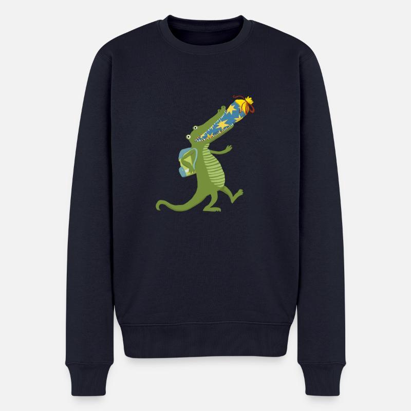 Schulkrokodil - Männer Premium Bio Pullover - Navy