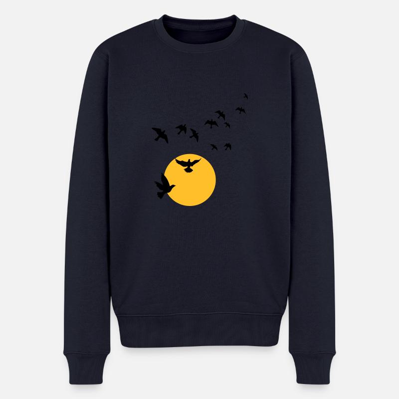 Vögel im Sonnenuntergang - Männer Premium Bio Pullover - Navy
