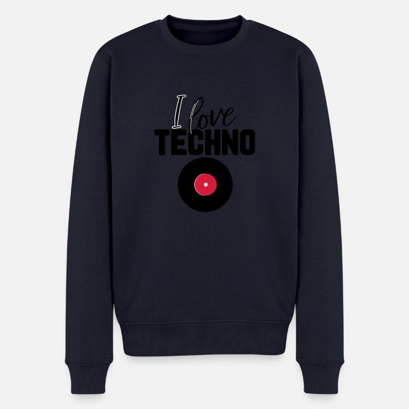I love Techno - Männer Premium Bio Pullover - Navy