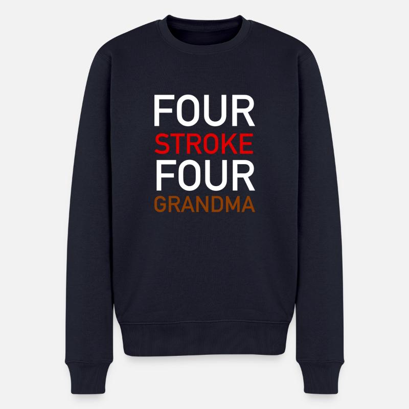 FOUR STROKE FOR GRANDMA - Männer Premium Bio Pullover - Navy