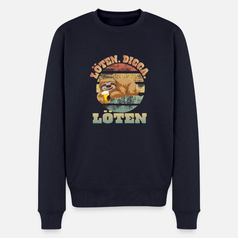 Löten Digga Faultier Trinkspruch - Männer Premium Bio Pullover - Navy