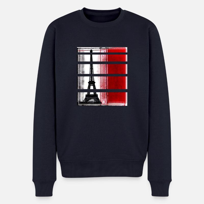 Paris Eiffelturm Modern Casual Style - Männer Premium Bio Pullover - Navy