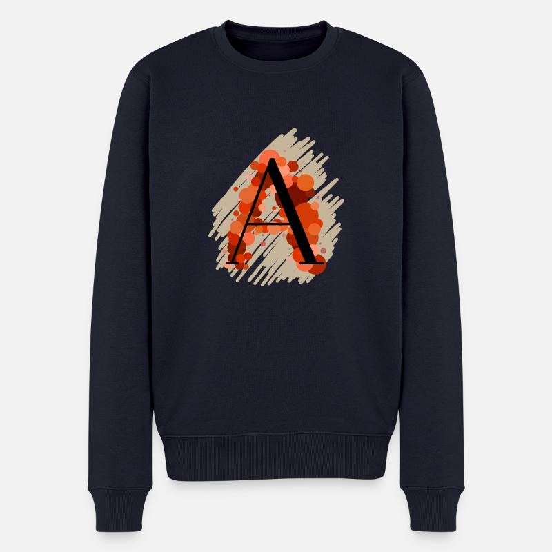 Buchstabe A - rot orange - Männer Premium Bio Pullover - Navy