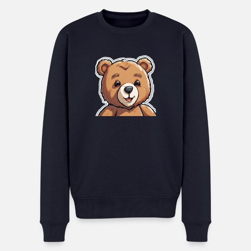 Fröhlicher Teddybär - Männer Premium Bio Pullover - Navy