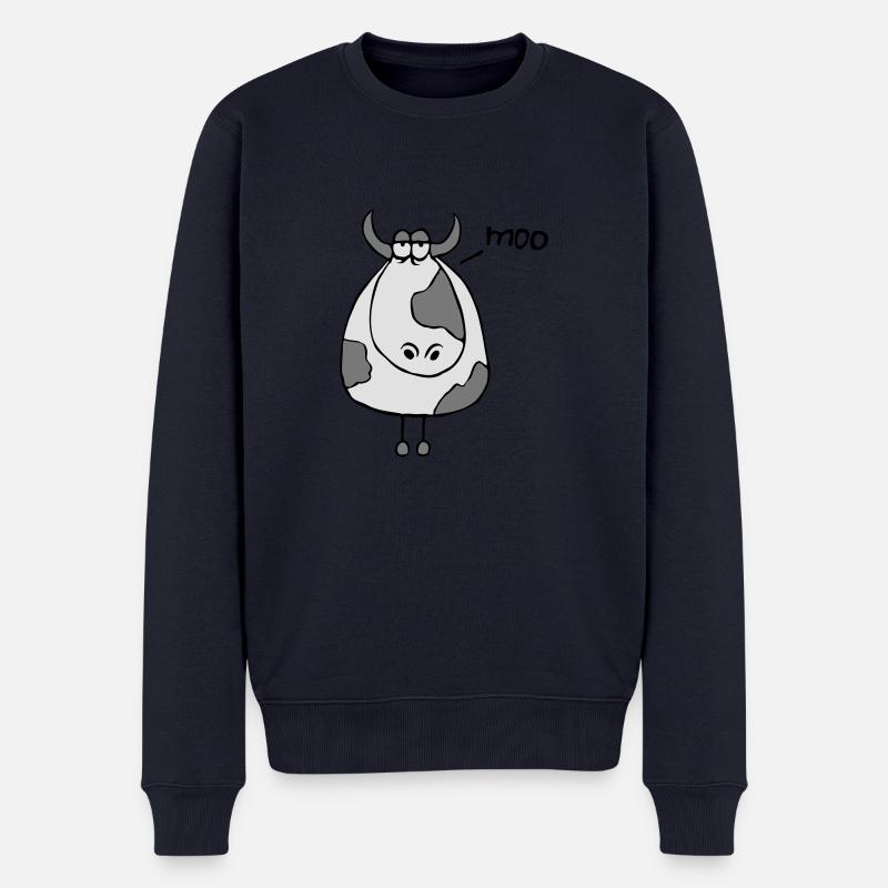 Drôle Moo Cow Moo Comic Cartoon Cattle Moo - Pull Premium bio Homme - bleu marine