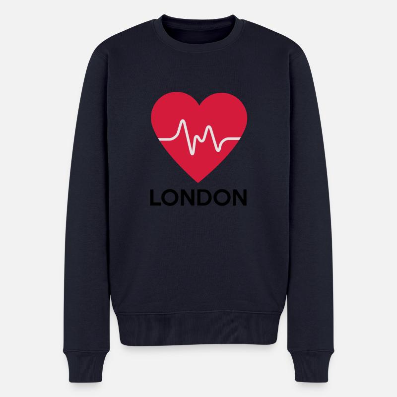 Herz London - Männer Premium Bio Pullover - Navy