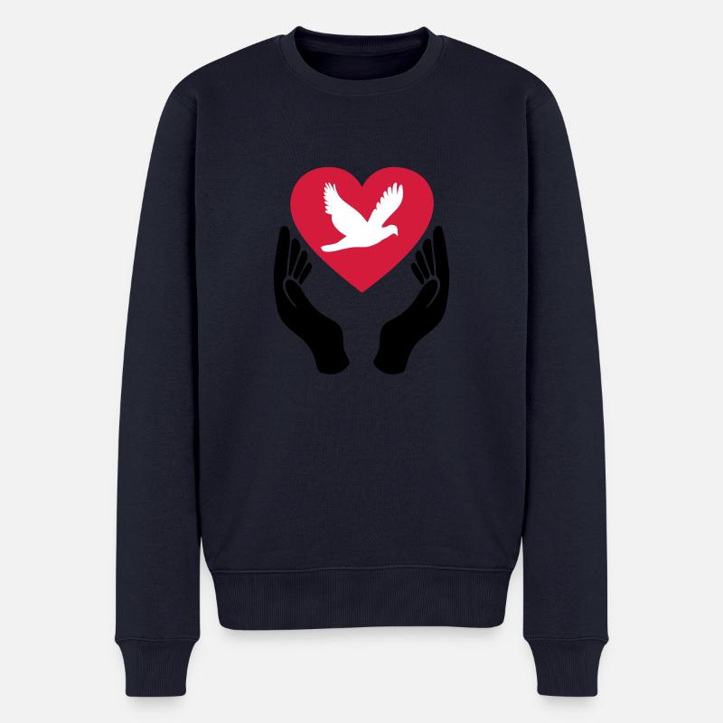 Friedenstaube - Liebe - Pazifist - Männer Premium Bio Pullover - Navy