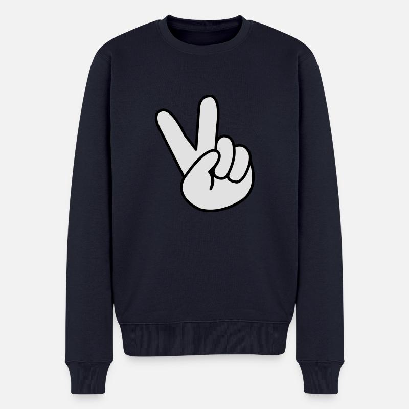 peace_hand_comic_02 - Männer Premium Bio Pullover - Navy