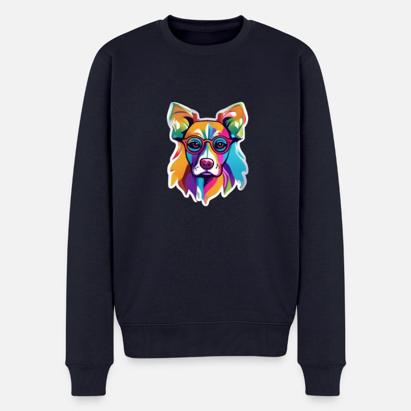 Bunter Hund - Männer Premium Bio Pullover - Navy