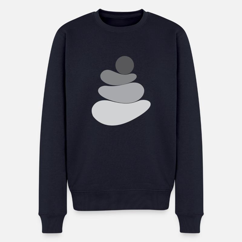 Graues Stein-/Felsen-Logo - Männer Premium Bio Pullover - Navy