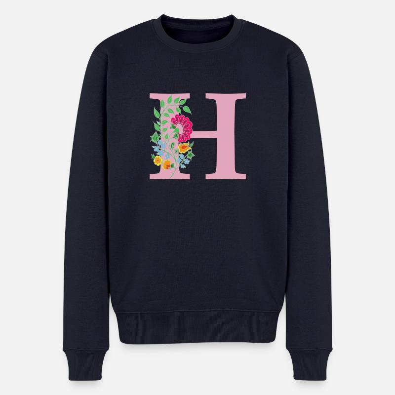 blume 12 rot mit h - Männer Premium Bio Pullover - Navy