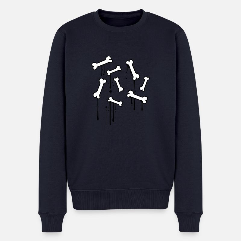 graffiti drops bones pattern dead many skeleton - Men's Premium Organic Jumper - navy
