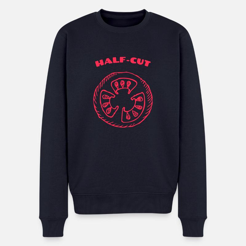 Halb geschnittene Tomate - Männer Premium Bio Pullover - Navy