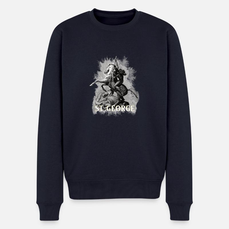 Heiliger Georg Drachentöter - Männer Premium Bio Pullover - Navy