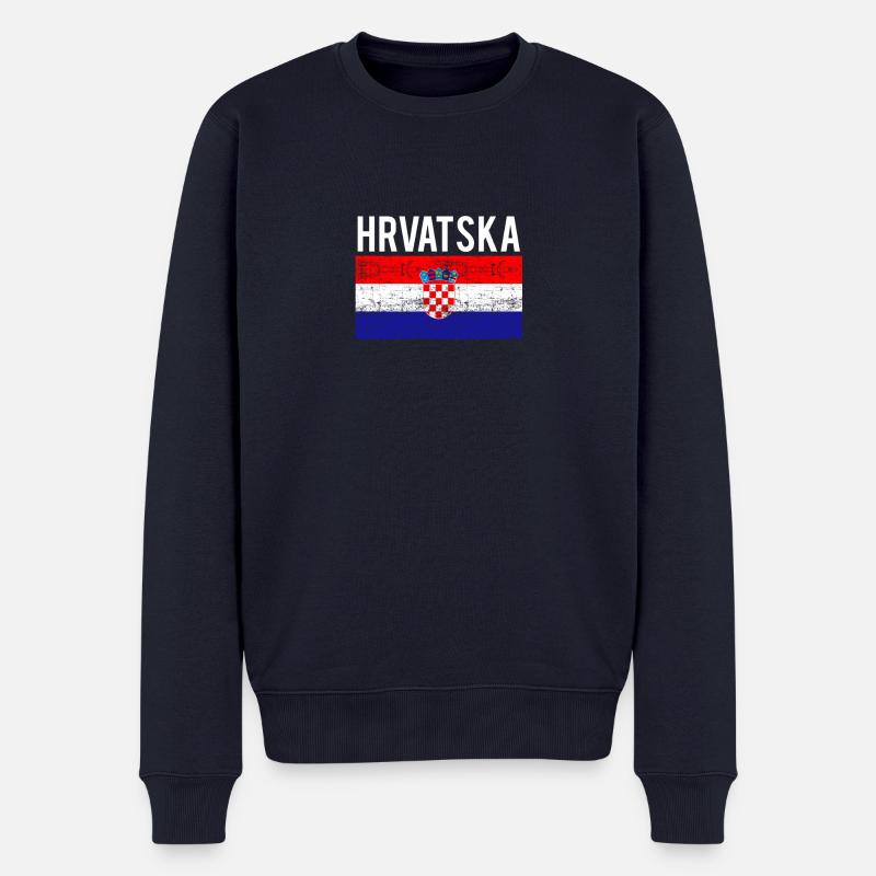 Hrvatska Fussball Distressed - Männer Premium Bio Pullover - Navy
