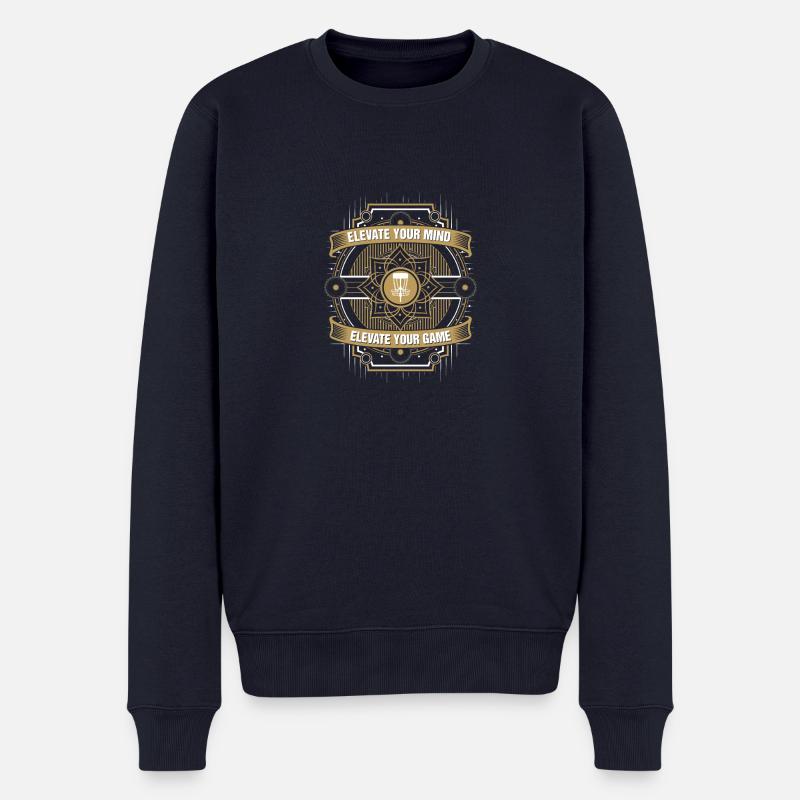 Élevez votre Élevez votre jeu Disc Golf - Pull Premium bio Homme - bleu marine