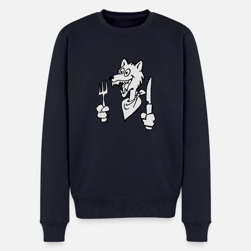 Hungriger Wolf - Männer Premium Bio Pullover - Navy