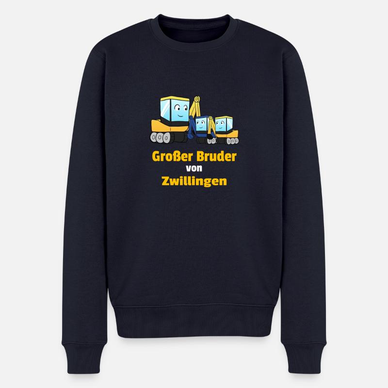 Großer Bruder Von Zwillingen Bagger Nachwuchs - Männer Premium Bio Pullover - Navy