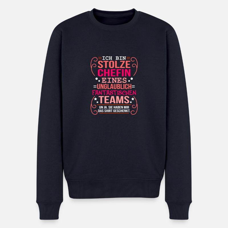 Stolze Chefin Team Firmenjubiläum - Männer Premium Bio Pullover - Navy