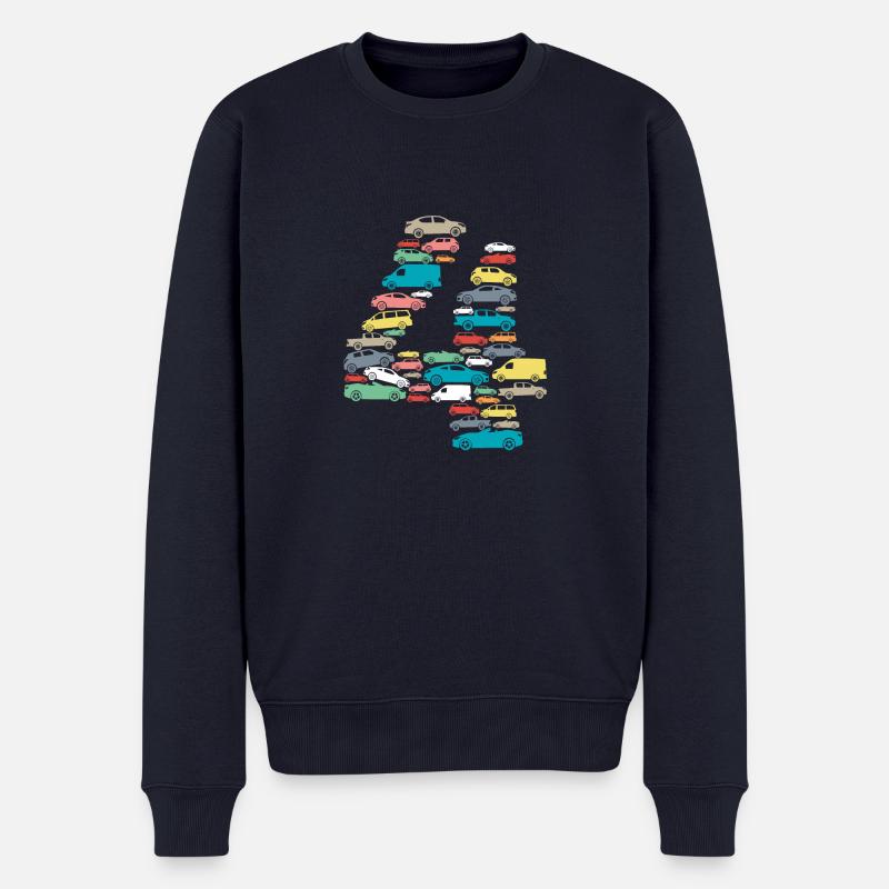 4 Jahre Jungen 4.Geburtstag Kindergeburtstag Autos - Männer Premium Bio Pullover - Navy